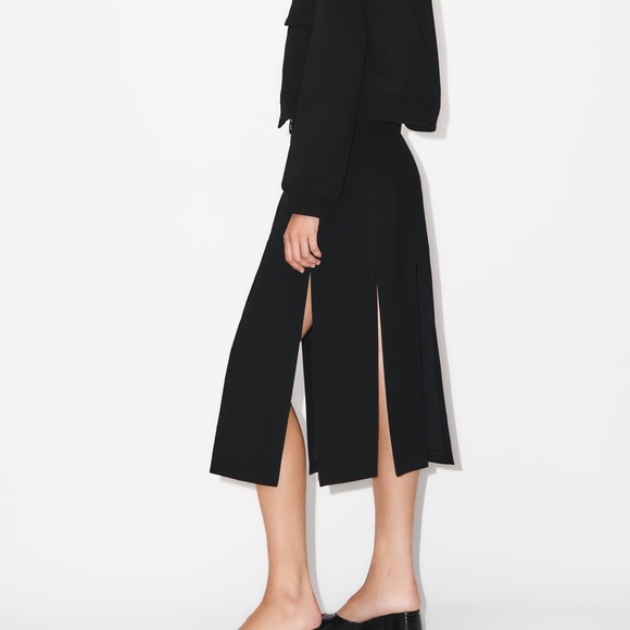 ZARA MIDI SKIRT WITH STRIPS 
High waist Self ties at hem Bloggers favorite - Picture 5 of 10